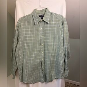 Brooks Brothers Green and White Plaid Cotton Button-Down size large